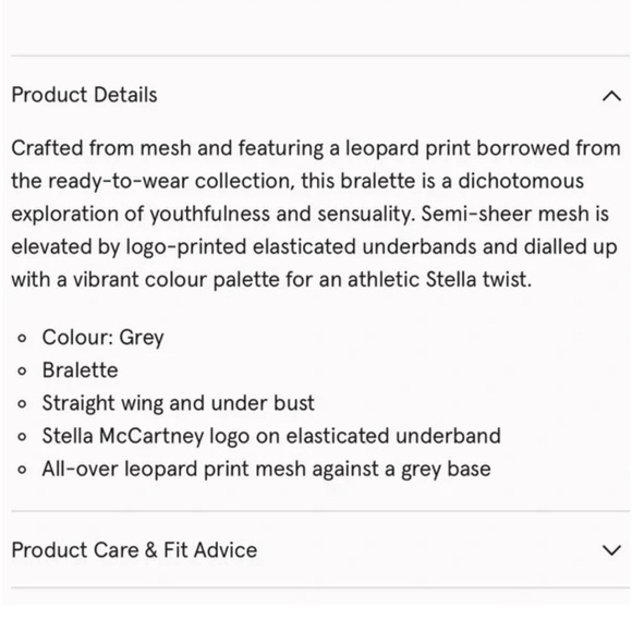 Stella McCartney***Animal Printed Mesh Bra and Underwear SET***Small $389 - Picture 5 of 6